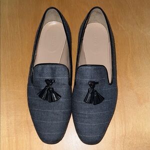 J. Crew Charcoal Loafers with Black Tassels